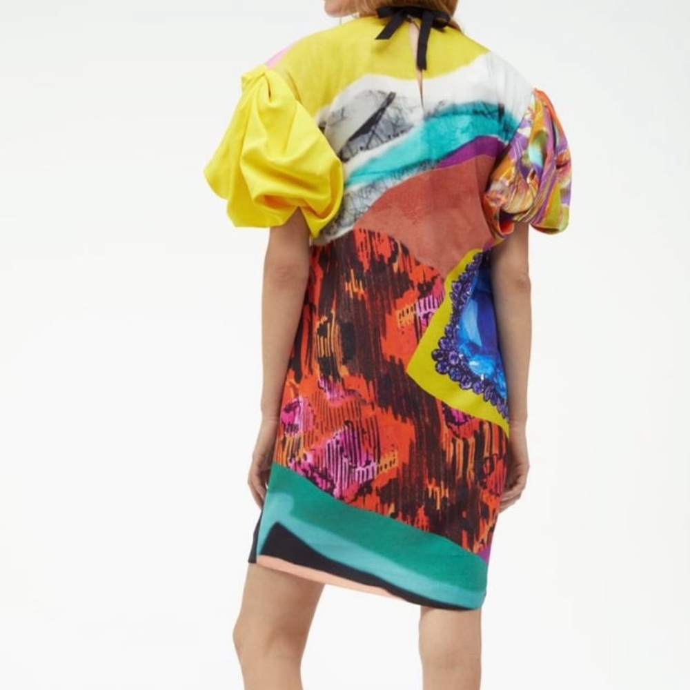 *NEW* ZARA x ATELIER LIMITED EDITION COLORFUL BEJEWELED PUFF SLEEVE DRESS XS - Picture 3 of 16